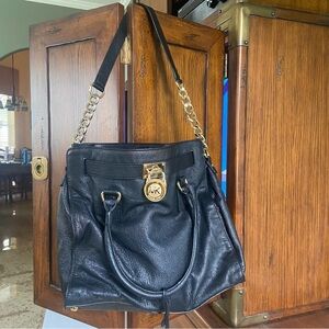 Michael Kors Black Soft Leather Hamilton Satchel